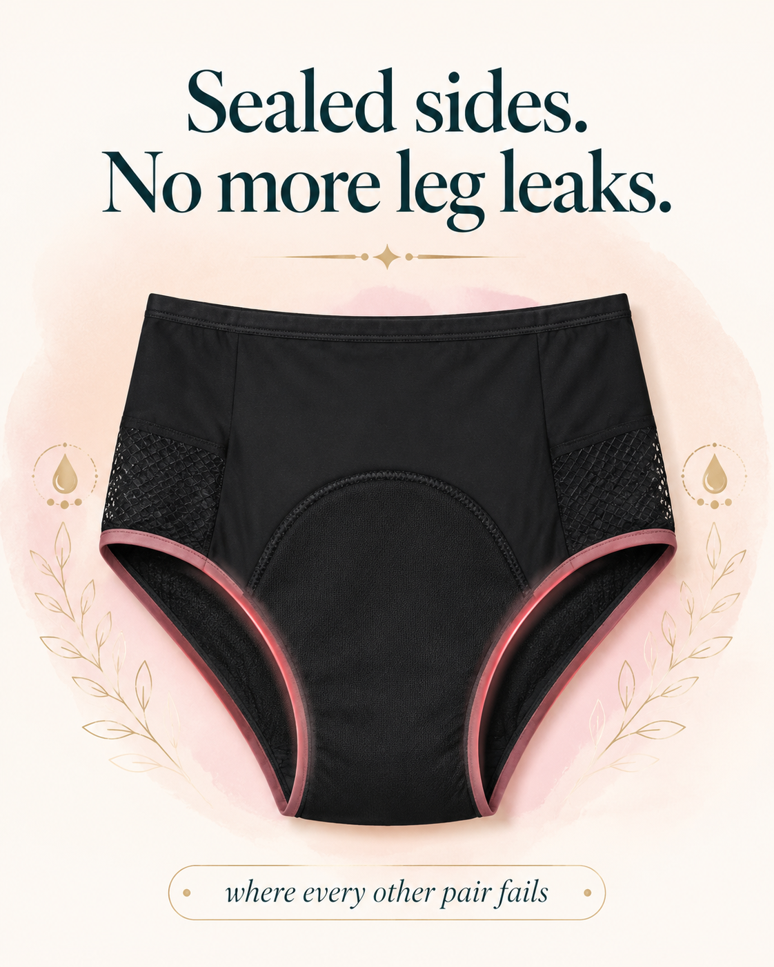 Dry-side coverage, no leg leaks